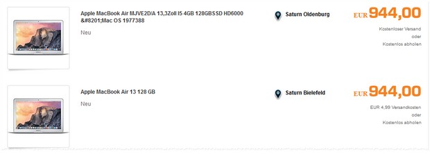 MacBook Air auch im Saturn-Outlet für 944 €