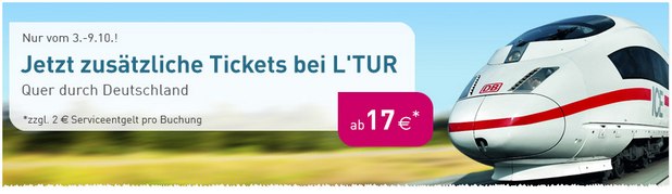 LTUR Restplatztickets der Bahn - ICE-Schnäppchenpreise ab 17 €