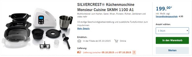 Silvercrest Küchenmaschine Monsieur Cuisine SKMH 1100 A1
