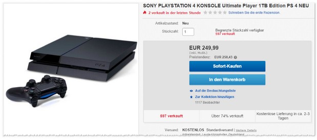 PS4 Ultimate Player Edition für 249,99 € bei eBay