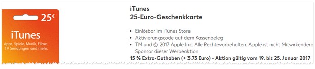 iTunes Karten Rabatt