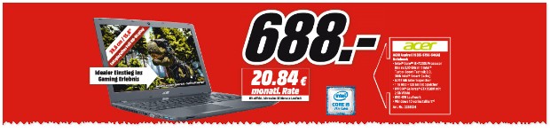 Acer Notebook in der Media Markt Werbung ab 31. August 2017